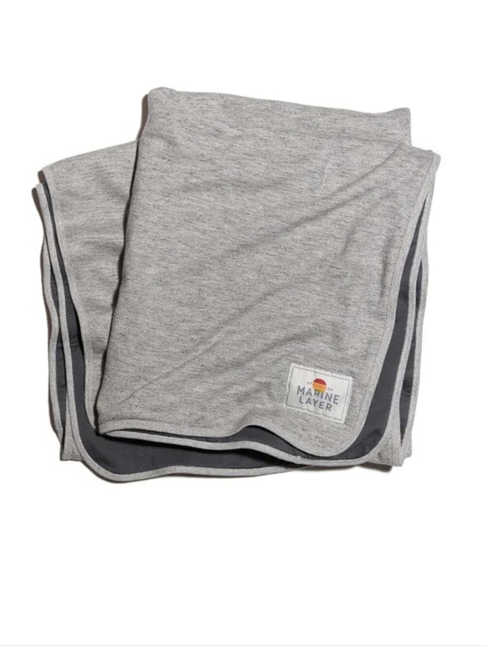 ISO Marine Layer Light Heather Gray Knit Throw with Dark Gray Lining